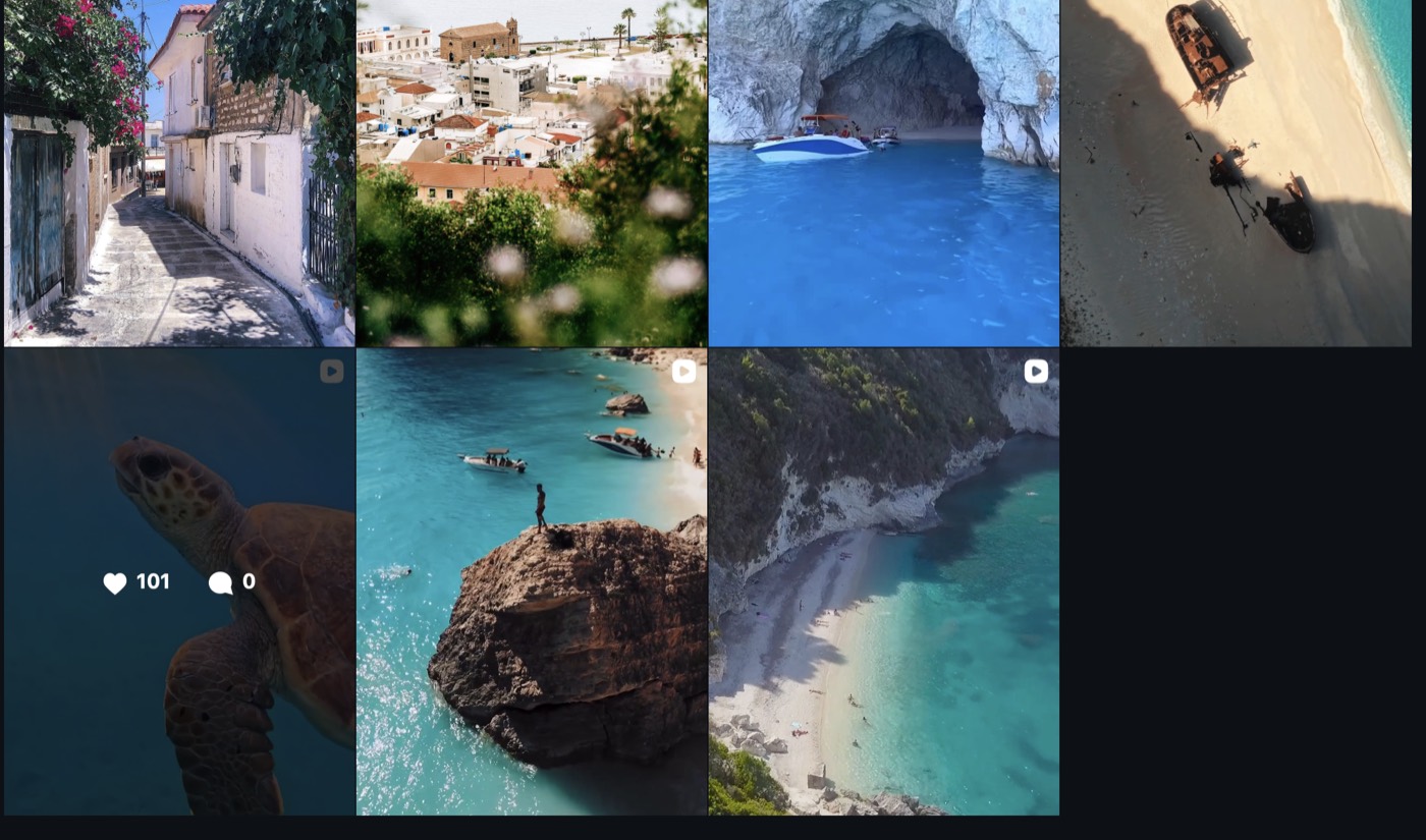 Πλέγμα αναρτήσεων του λογαριασμού @discover.zakynthos